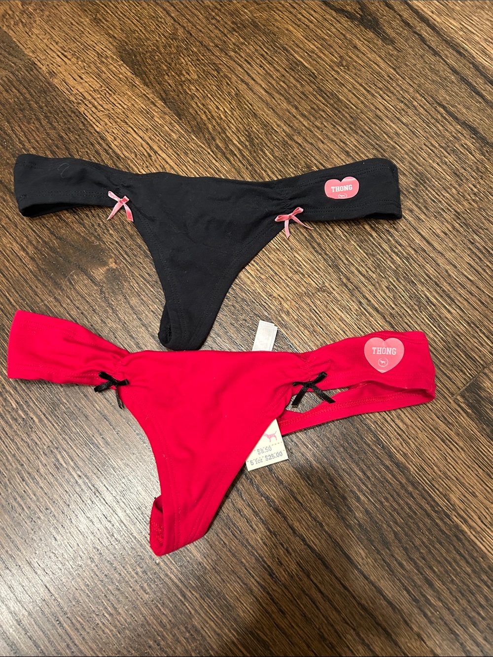 Victoria's Secret Girls' Bikini Thong Set - Black & Red. Size Small